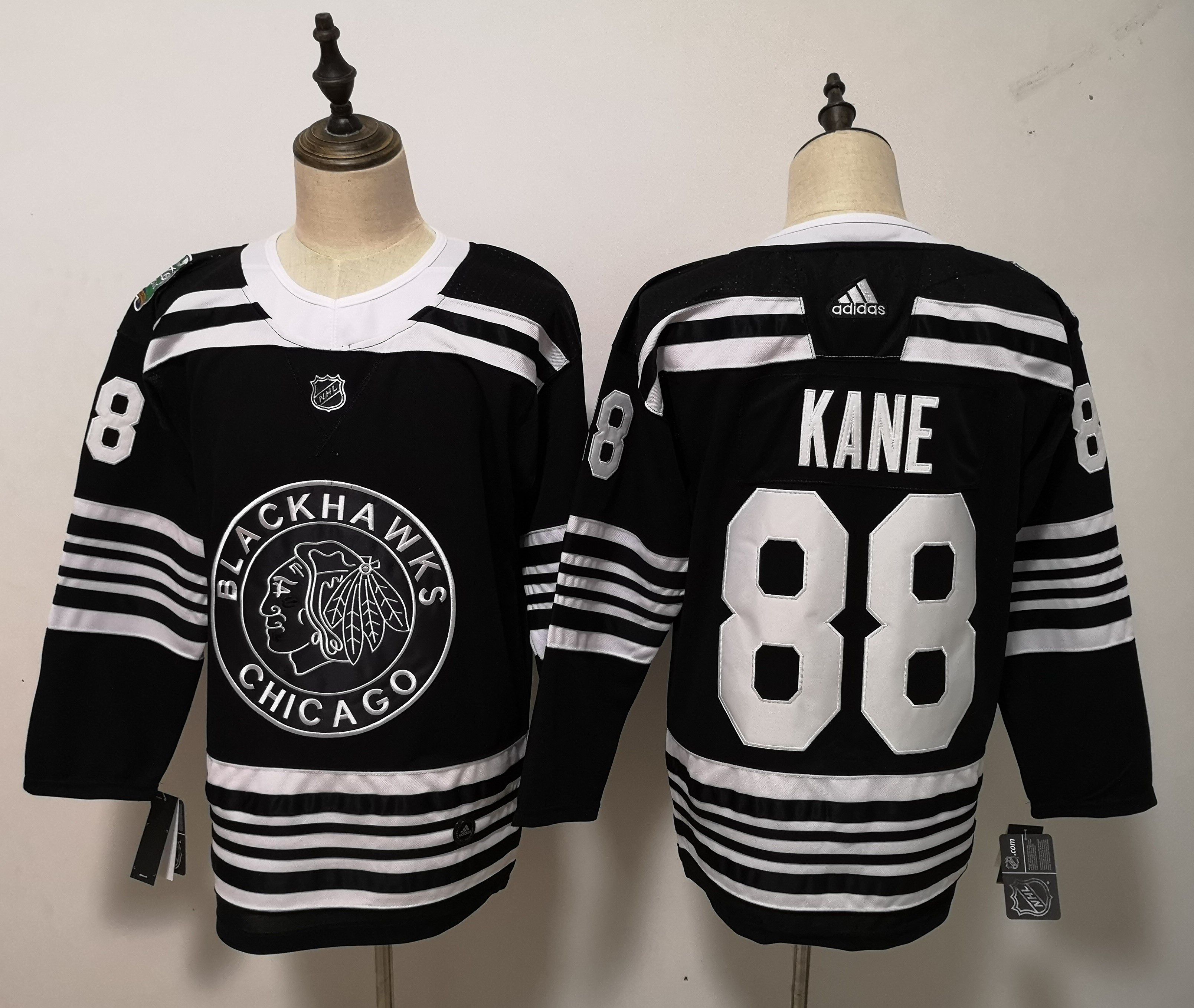 Men Chicago Blackhawks 88 Kane Black Adidas Authentic Winter Classic NHL Jersey
